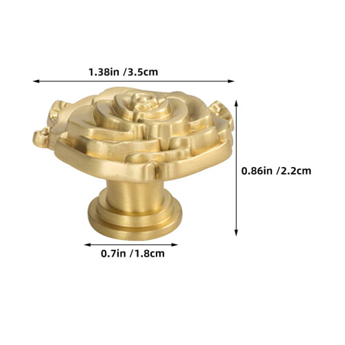 2Pcs Golden Brass Rose Drawer Knobs Elegant French Design Cabinet Pulls 1