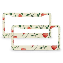 Hearts & Flowers License Plate Frame Aluminum 2PCS