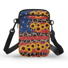 Sonnenblumen-Stern-Umhängetasche mit Reißverschluss, Polyester, Unisex, 4,33 x 1,97 x 7,09 cm, für Freizeit und Reisen