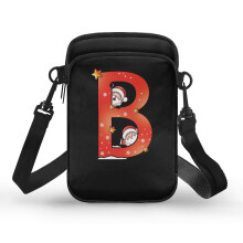 Doppellagige Umhängetasche aus Polyester, Vintage-Messenger-Bag, Buchstabe B mit Weihnachtsmann