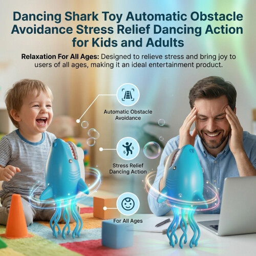 (Blue Spray Shark) Requin Jouet Danseur avec Évitement Auto 1
