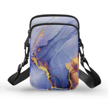 Torba typu crossbody z wzorem marmurkowym, z poliestru, z zamkiem błyskawicznym, do codziennego użytku w podróży