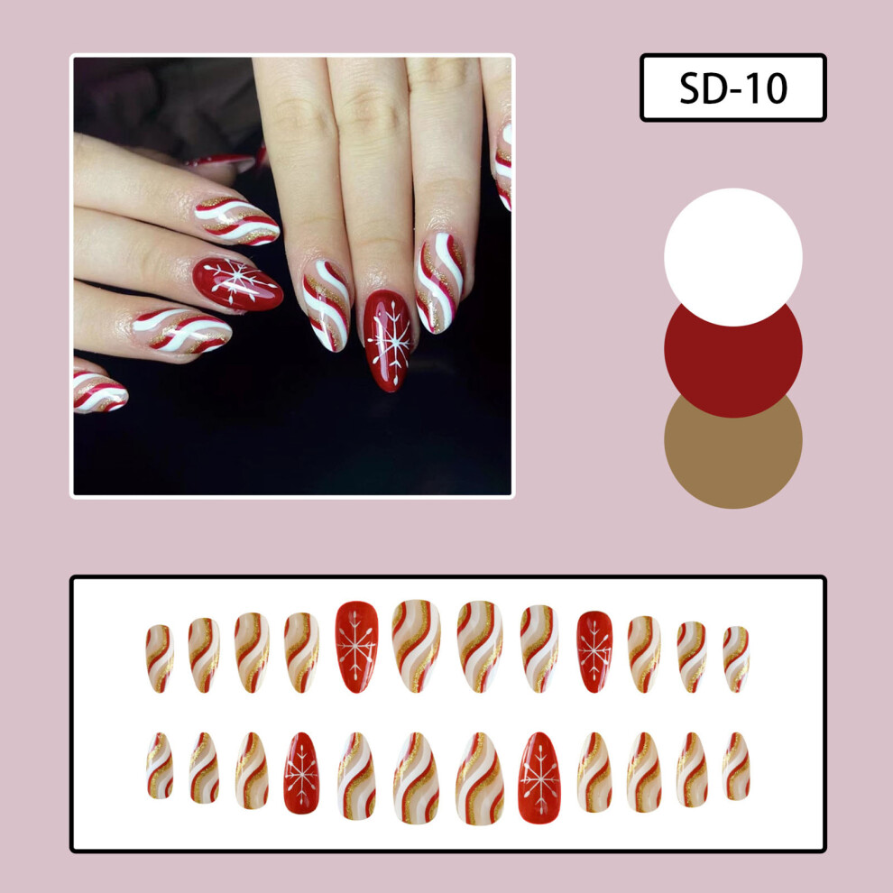 Creation-3C Festive Almond Press-On Nails - Chip & Smudge Proof