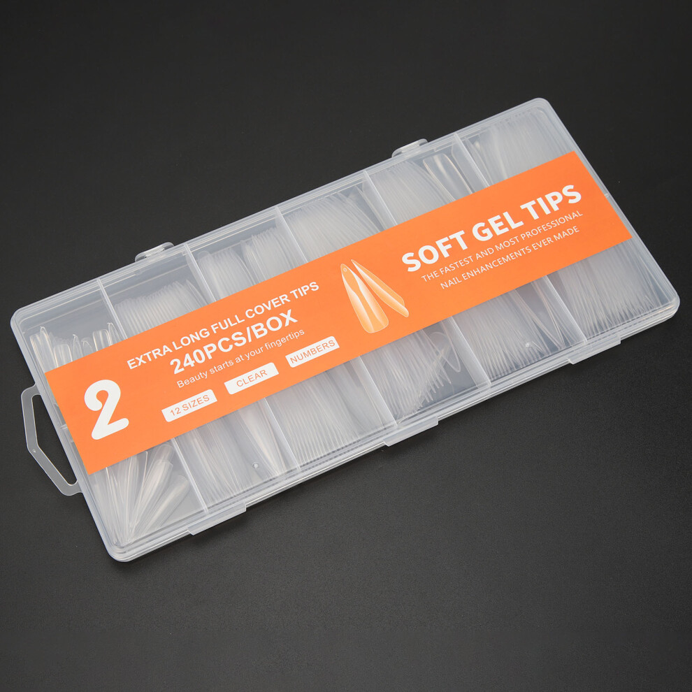 240pcs Full Cover Nail Tips Clear Soft
