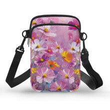 Nastaviteľná crossbody kabelka s kvetinovým vzorom, polyester