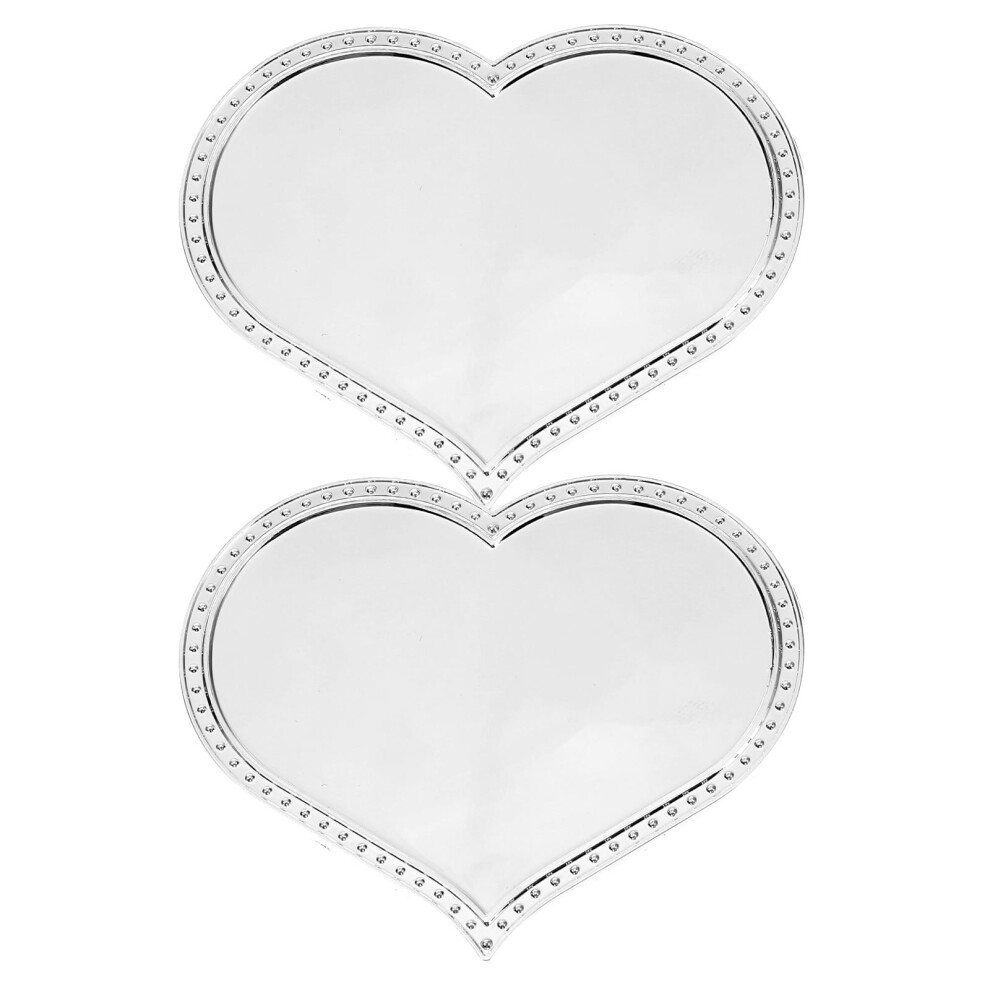 2pcs Heart Shaped Handheld Vanity Mirror Cute Portable Makeup Mirror For Kids Small Hand Mirror For Diy Crafts And Travel