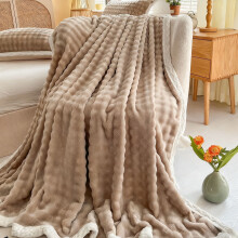 Bubble Fleece Sofa Throw Blanket 51x59", Double-Sided Velvet, Soft & Warm, All-Season, Machine Washable, Multiple Colors
