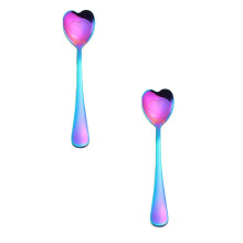 1/2/3/4PCS Valentine's Day Love Themed Serving Spoon Stainless Steel Spoons, Heart & Love Shaped, Coffee & Dessert Spoons, Multicolor Dessert Spoon