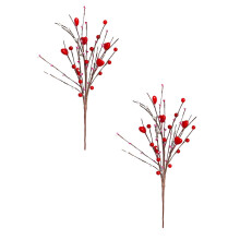 Valentine's Day Decor: 2pcs Red Heart Berry Picks (17.7") for Wedding, Candlelight Dinner, Anniversary – Compatible with Valentine's themes