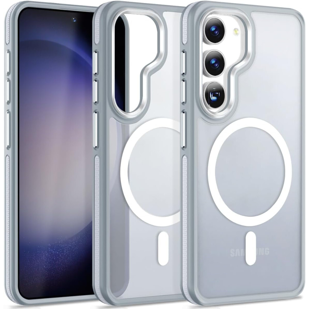 Magnetic Case For Samsung Galaxy S23+/S23 Plus, Compatible With Magsafe, Anti-Slip & Shockproof, Translucent Grey/White 9097180852346