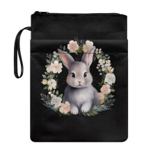 Kanin- og blomsterbogomslag med lynlås, 300D polyester,