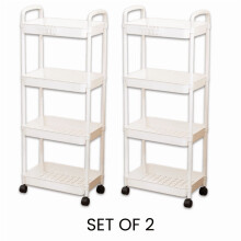 2pcs, One Set of 4 Tier Rolling Cart with Wheels and Handle,Rolling Storage Cart for Multifunctional Use