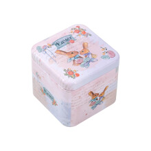 Easter Bunny Treat Tin, 2.76"H2.95"W White Tin Container, Freshness-Locking for Gifting, Classroom Snacks & Kitchen Organization (C)