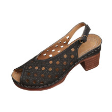 Sandales noires décontractées pour femmes, ajourées, à une bride, à enfiler, plateforme épaisse, talon bloc haut, chaussures de loisirs pour