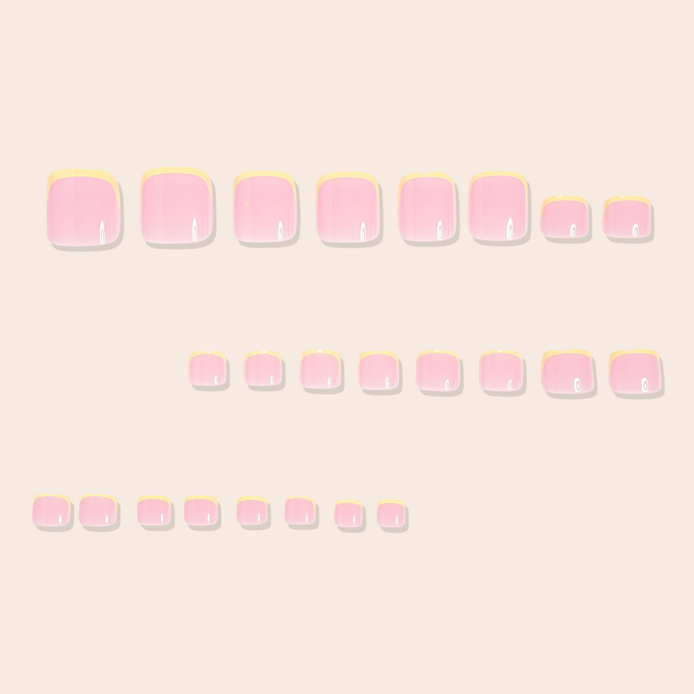 Dachuang Beauty Pink French Tip Fake Nails - & Yellow