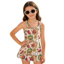 Swimsuit One Piece for Girls Kawaii Capybara Watermelon Back Strap Summer Swim Dress Size 5-6 Sleeveless Bathing Suits Beach Sport