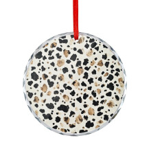 Brown Cow Print Glass Christmas Ornament, 3.15" Round