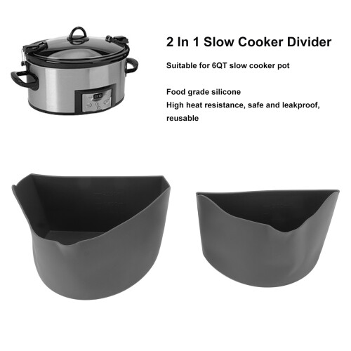 2-in-1-Slow-Cooker-TeilerSiliconeeinlage für 6 Quart Grau 2