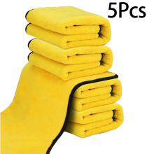 5-Pc Extra Thick Coral Velvet Car Cleaning Cloths, Soft Reusable Microfiber Towels for Interior, Glass & Surfaces