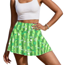 Green Golf Women's High-Waisted Athletic Skorts with Pockets – Compatible with Running, Pickleball & Workout – Size S