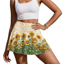 Sunflower Notes Women's Tennis Golf Skirts Casual Tennis Golf Skirts for Women with Shorts Breathable for Workout Pickleball Running Size XL
