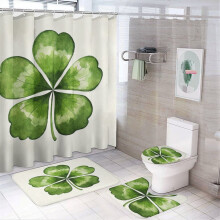 4-Pc Ireland Flag Shower Set: Curtain, Rug, Lid Cover & Mat – Waterproof Shamrock Design