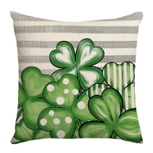 Pyhän Patrickin päivän apilanlehtityynyliina - käännettävä pellavasekoitteinen päällinen vintage-apilakuviolla, vetoketjukiinnitys,