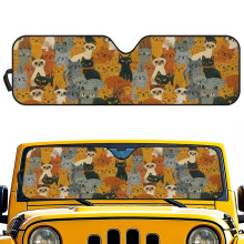 Cute Kitten Cat Windshield Sun Shade Cover Compatible with Jeep Wrangler JK/JKU/TJ (1997-2018), Foldable UV-Blocking Visor