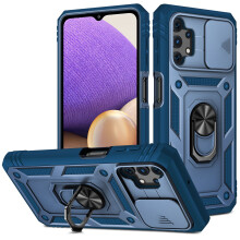 Slim Rugged Hybrid Case for Samsung Galaxy A12 – Shockproof, Anti-Slip, Magnetic Ring Stand, Compatible with Galaxy A12