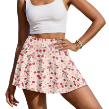 Cute Cherry Women's Tennis Golf Skirts Casual Tennis Golf Skirts for Women with Shorts Breathable for Workout Pickleball Running Size L