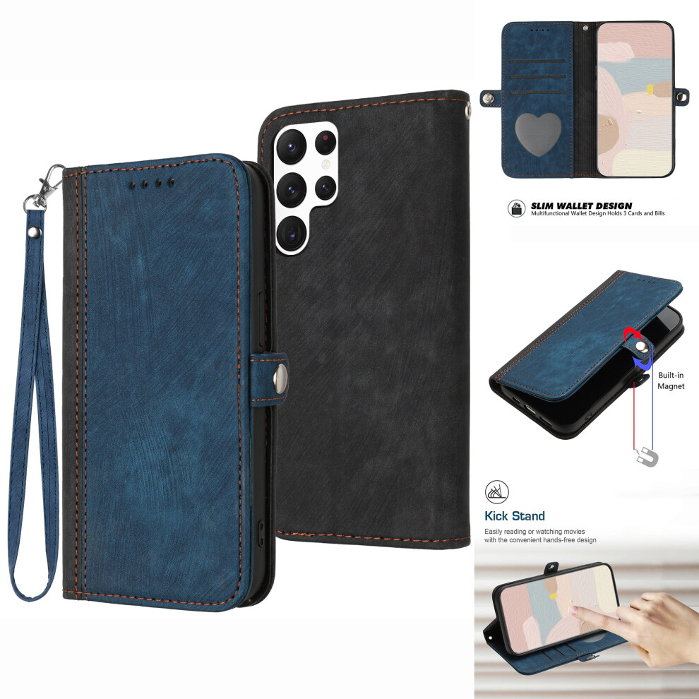Wallet Case For Compatible With Samsung Galaxy S22 Ultra Â Pu Leather Flip Folio With Card Slots, Magnetic Clasp, Detachable Wrist Strap & 9336866744743