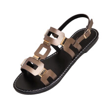 Bronze Open-Toe Block Heel Sandals for Women – Vintage Ankle Strap, Synthetic, EU37/UK4/US6, 9.25" Foot Length