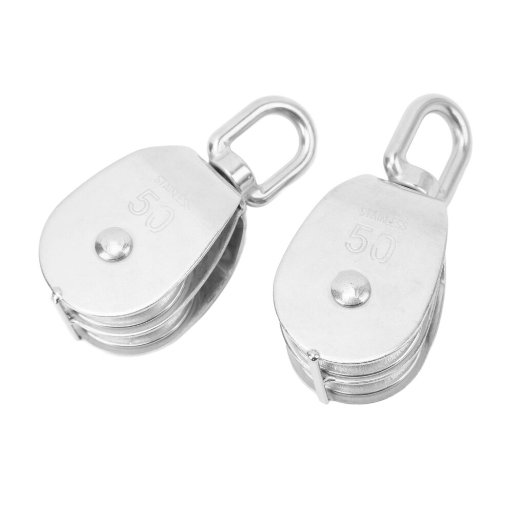 M50 Stainless Steel Double Pulley Block 400Kg Lifting Crane U Type 8751389426647