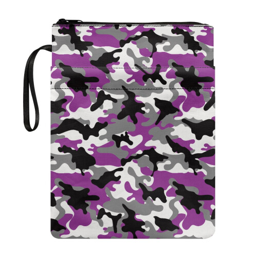 Bogomslag med lynlås, 300D polyester, lilla camouflage