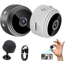 Laidanyou Magnetic Mini Security Cameras, WiFi 1080p Outdoor Wireless Camera with Night Vision & Weatherproof – Black + White
