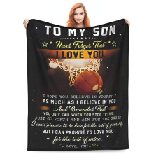 Basketball "To My Son, Never Forget I Love You" Fleece Blanket – 60x80", Custom Sherpa Gift for Son/Daughter, Compatible with Birthday & Lover