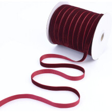 25 Yards Burgundy Velvet Ribbon, 5/8inch Velvet Fabric Ribbon Trim for Gift Wrapping Bow Making Party Decoration