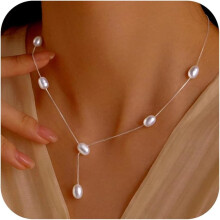 Zarte Perlenkette aus 925er Sterlingsilber für Damen – Weißer Perlenanhänger, goldener Choker, geeignet als Geschenk für Mutter, Braut, zum