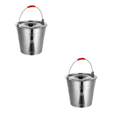 unbranded 2 pcs Stainless Steel Round Bucket Premium Stainless Steel Pail Durable Bucket