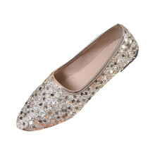 Sandales plates décontractées pour femmes, couleur or rose, bout pointu, semelle souple, faciles à enfiler, chaussures d'été confortables –