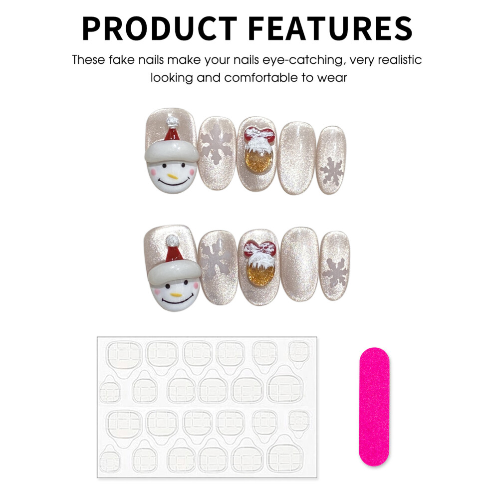 Roc-Electron (S) 3D Snowman Xmas False Nails - 50 Char