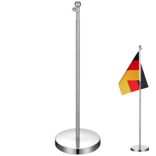 Vlaggenmast voor op het bureau, huishoudelijke vlaggenhouder, roestvrij staal, zilverkleurig, 1 stuk, 27,4 cm