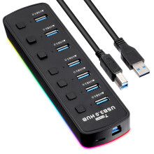 7 Ports Compact Portable High Usb 3.0 Data Cable Hub Charging Port Multiple Usb Port For Pc