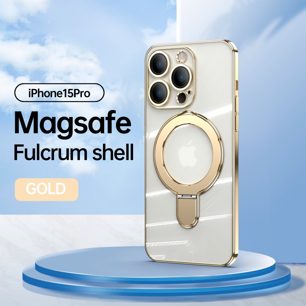 Tech Circle Clear Case For Iphone 15 Pro (6.1") 2023 Â Magsafe Compatible, Soft Silicone With Kickstand & Ring Holder, Gold 9044386035011