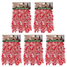Tinsel Garland Silver Red 10ft 5-Pack
