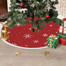 35 Inch Christmas Tree Skirt Christmas Tree Bottom Decoration Tree Skirt For Merry Christmas Party Christmas Snowflake Decoration