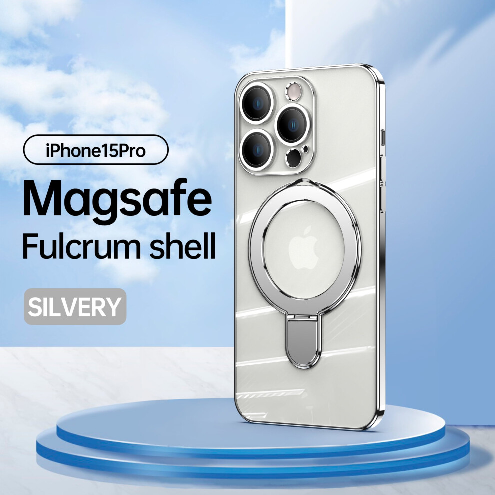 Tech Circle Clear Case For Iphone 15 Pro (6.1") 2023 Â Magsafe Compatible, Soft Silicone With Kickstand & Ring Holder, Silver 9044386035561