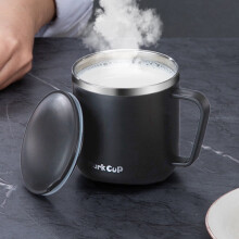 Stainless Steel Coffee Mug Heat Insulated Coffee Cup 400ml Lightweight Tea Cup with Handle and Lid for Fishing Mountaineering