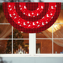 Bandiera natalizia da esterno a forma di ventaglio, bandiera natalizia da giardino, bandiera di Babbo Natale da appendere, stendardo semicircolare