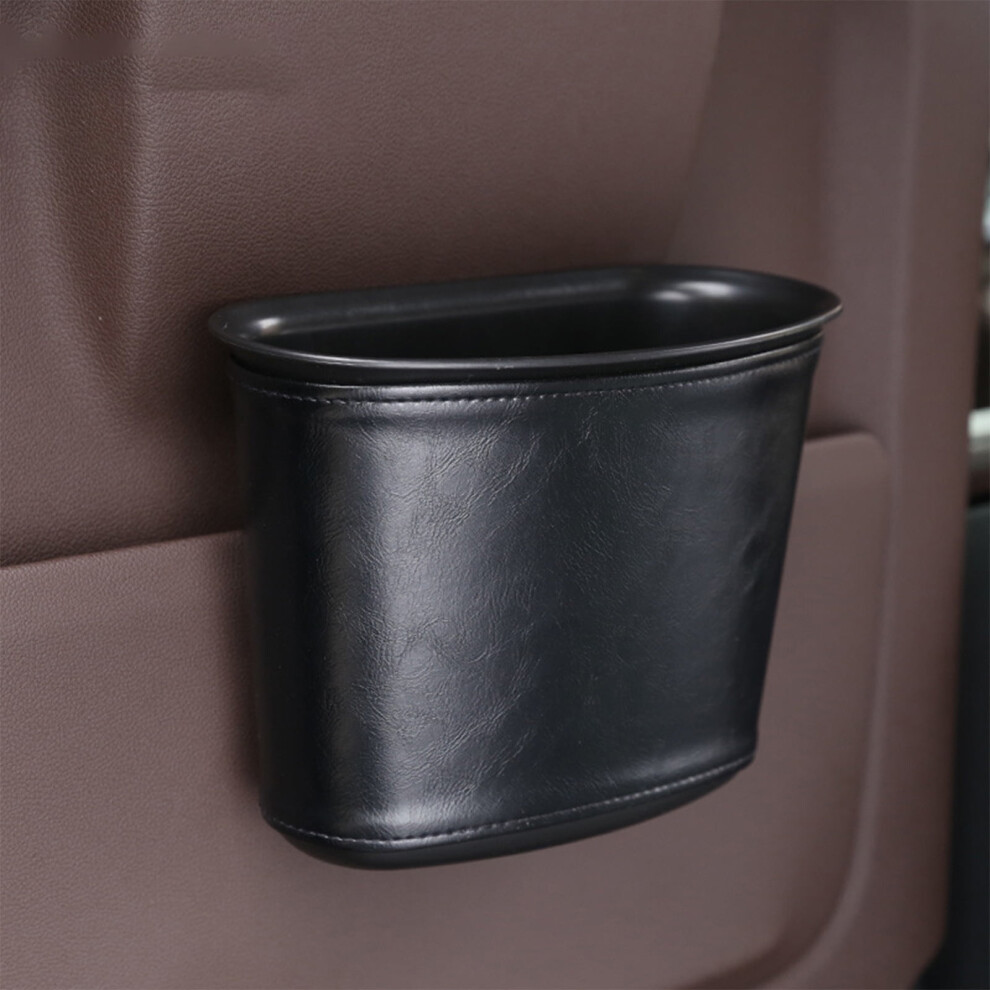 Car Trash Can Leather | Door Hanging Garbage Bin, Leakproof, 8.26X3.93x6.29 In, Black 9132278052458